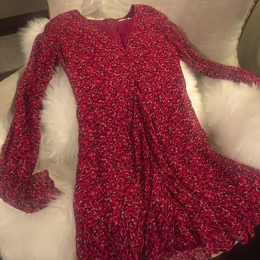 Flirty Center-Ruched Pink Patterned Dress
